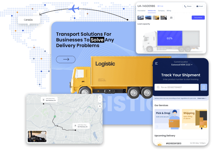 Freight containers and logistics tracking dashboard